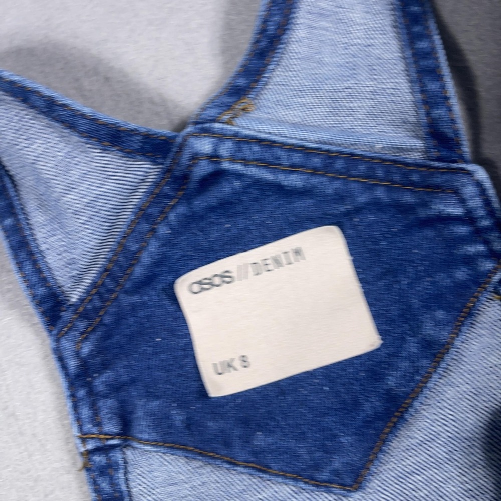 ASOS Denim Overalls Women UK8 US 4‎ Blue Adjustable Straps Full Length Pockets - Picture 3 of 9